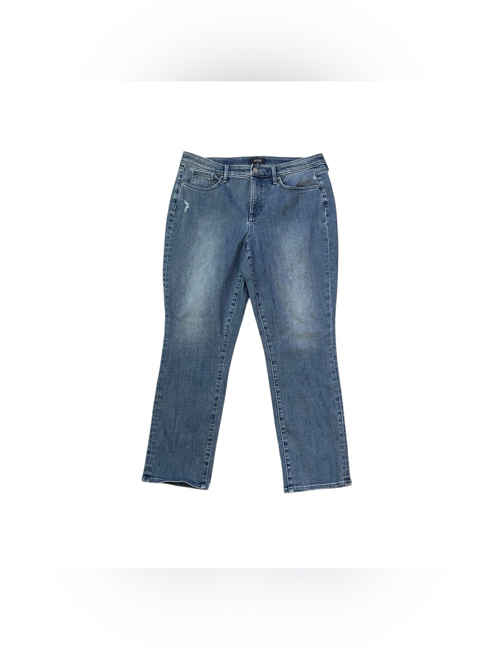 NYDJ Lift Tuck Slim Straight Jeans Faded Stretch Medium Wash 12